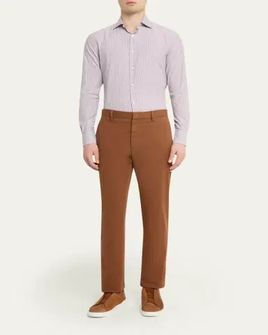 Zegna Men's Micro-Check Centoquaranta Twill Sport Shirt | Thumbnail 2 Zegna Men's Micro-Check Centoquaranta Twill Sport Shirt | Thumbnail 2