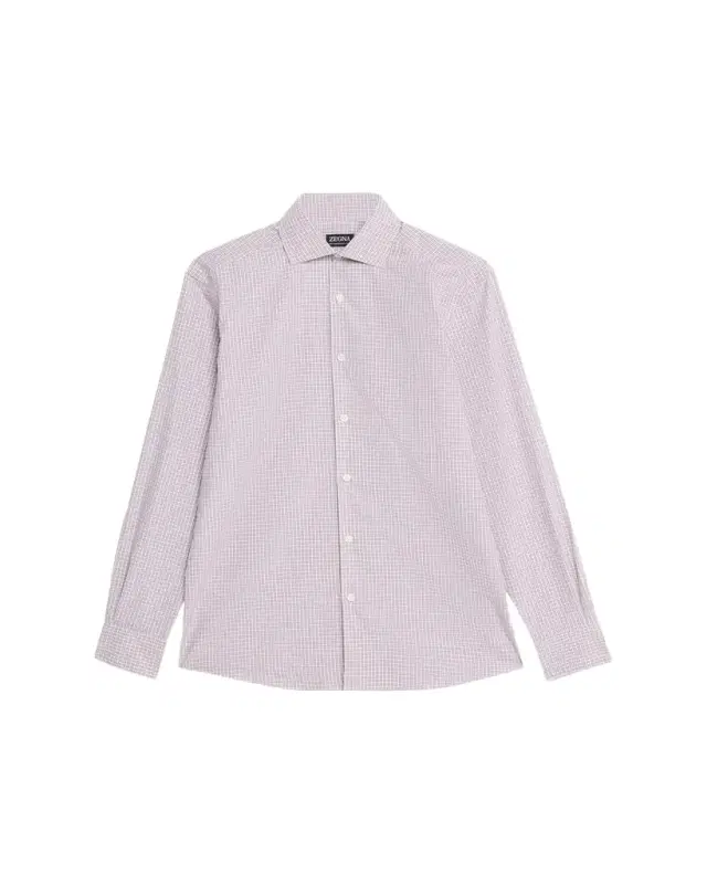 ZEGNA Men's Micro-Check Centoquaranta Twill Sport Shirt