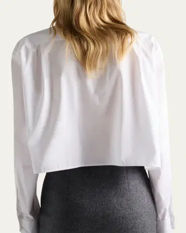 Prada Neck-Tie Popeline Crop Button-Down Shirt | Thumbnail 3 Prada Neck-Tie Popeline Crop Button-Down Shirt | Thumbnail 3