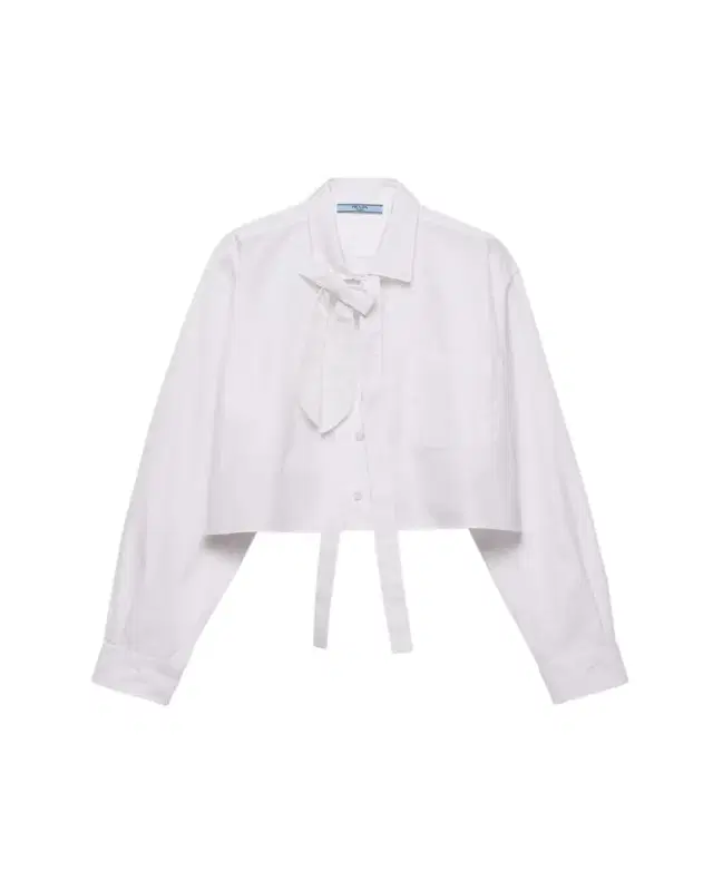 Neck-Tie Popeline Crop Button-Down Shirt