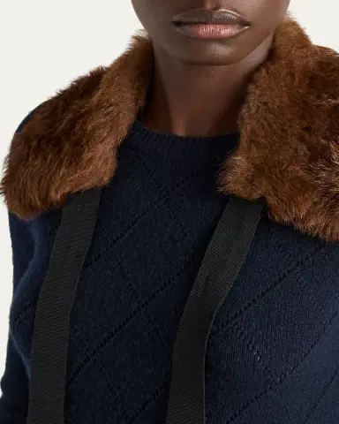 Prada Cashmere Pointelle Knit Long-Sleeve Midi Sweater Dress | Thumbnail 4 Prada Cashmere Pointelle Knit Long-Sleeve Midi Sweater Dress | Thumbnail 4