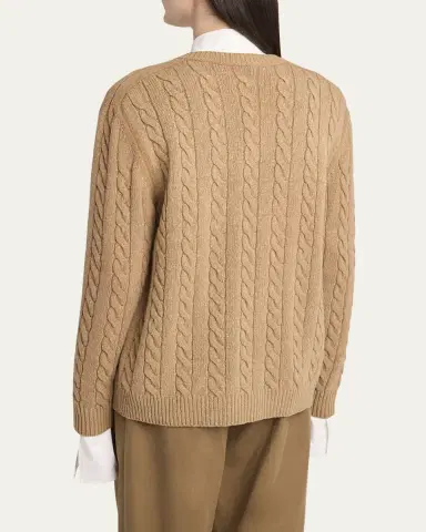 THE ROW Loneke Cable Knit Crewneck Cardigan | Thumbnail 3 THE ROW Loneke Cable Knit Crewneck Cardigan | Thumbnail 3