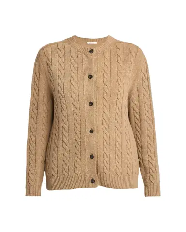 THE ROW Loneke Cable Knit Crewneck Cardigan | Thumbnail 1 THE ROW Loneke Cable Knit Crewneck Cardigan | Thumbnail 1