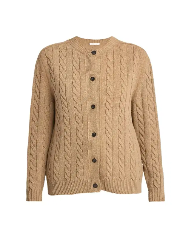 Loneke Cable Knit Crewneck Cardigan