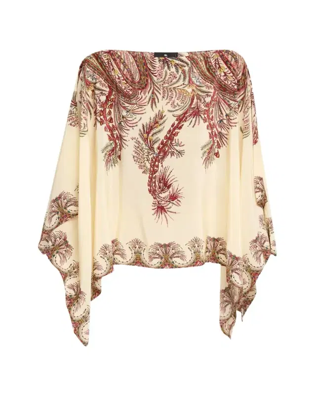 Printed Silk Poncho