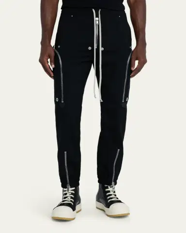 Rick Owens Men's Zipped Wool Drawstring Pants | Thumbnail 4