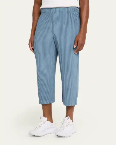 Homme Plissé Issey Miyake Men's Cropped Brown Pleated Trousers | Thumbnail 8 Homme Plissé Issey Miyake Men's Cropped Brown Pleated Trousers | Thumbnail 8