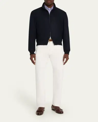 Ralph Lauren Purple Label Men's Felton Cashmere-Blend Flight Jacket | Thumbnail 2