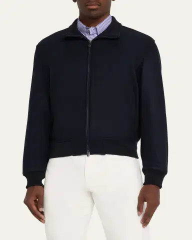 Ralph Lauren Purple Label Men's Felton Cashmere-Blend Flight Jacket | Thumbnail 4
