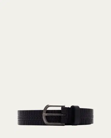 Giorgio Armani Men's Geometric Engraved Leather Belt | Thumbnail 3 Giorgio Armani Men's Geometric Engraved Leather Belt | Thumbnail 3