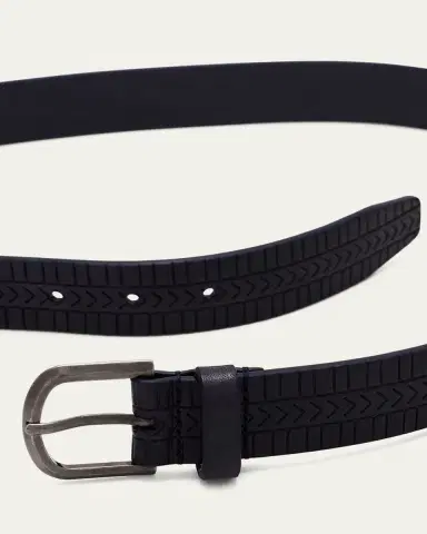 Giorgio Armani Men's Geometric Engraved Leather Belt | Thumbnail 4 Giorgio Armani Men's Geometric Engraved Leather Belt | Thumbnail 4