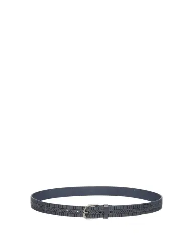 Giorgio Armani Men's Geometric Engraved Leather Belt | Thumbnail 1 Giorgio Armani Men's Geometric Engraved Leather Belt | Thumbnail 1