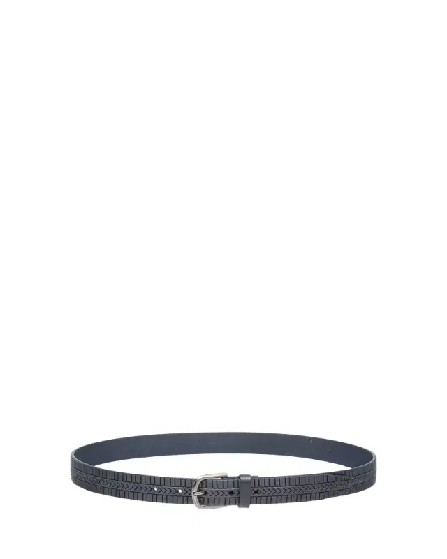 Men's Geometric Engraved Leather Belt