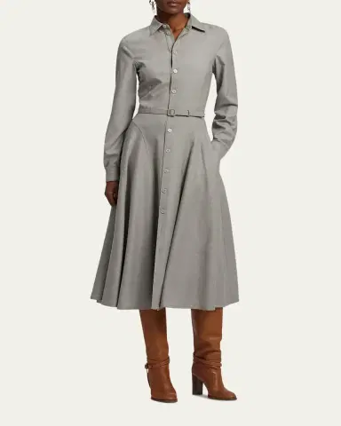 Ralph Lauren Collection Safford Long-Sleeve Belted Midi Shirtdress | Thumbnail 2