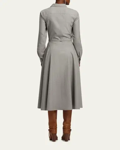 Ralph Lauren Collection Safford Long-Sleeve Belted Midi Shirtdress | Thumbnail 3