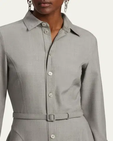 Ralph Lauren Collection Safford Long-Sleeve Belted Midi Shirtdress | Thumbnail 5