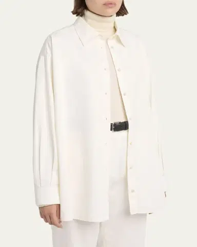 THE ROW Luka Cotton-Cashmere Button-Down Shirt | Thumbnail 4
