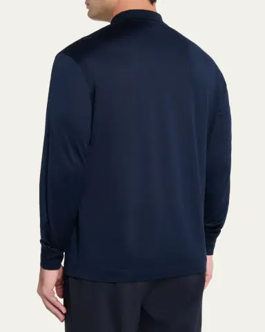 Charvet Men's Cotton Jersey Long-Sleeve Polo Shirt | Thumbnail 3