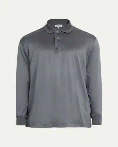 Charvet Men's Cotton Jersey Long-Sleeve Polo Shirt | Thumbnail 6