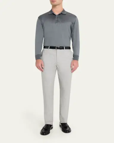 Charvet Men's Cotton Jersey Long-Sleeve Polo Shirt | Thumbnail 7
