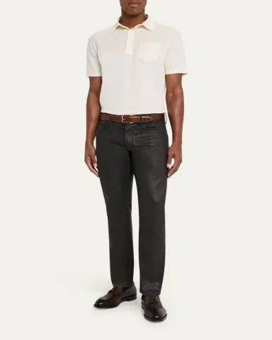 Ralph Lauren Purple Label Men's Cotton-Cashmere Piqué Polo Shirt | Thumbnail 2