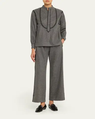 SÉBLINE Marocaine Side-Stripe Straight-Leg Pajama Pants | Thumbnail 2