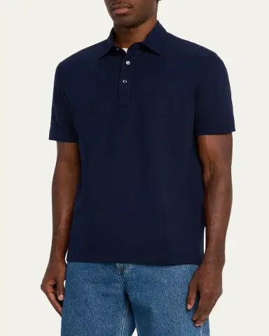 Ralph Lauren Purple Label Men's Cotton-Cashmere Piqué Polo Shirt | Thumbnail 4