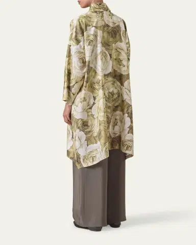 Eskandar Wide A-Line Shirt With Chinese Collar and Slits (Very Long Length) | Thumbnail 5 Eskandar Wide A-Line Shirt With Chinese Collar and Slits (Very Long Length) | Thumbnail 5