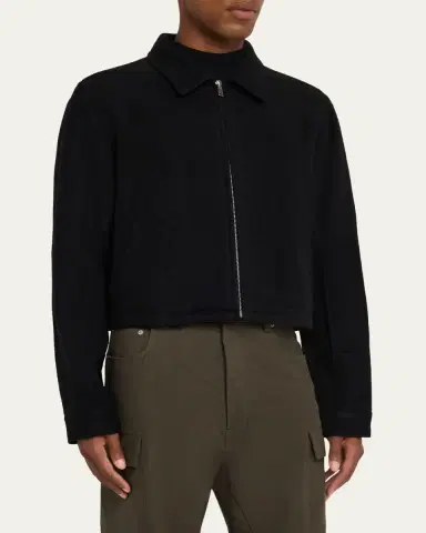 Rick Owens Men's Alice Wool Cropped Full-Zip Blouson | Thumbnail 4 Rick Owens Men's Alice Wool Cropped Full-Zip Blouson | Thumbnail 4