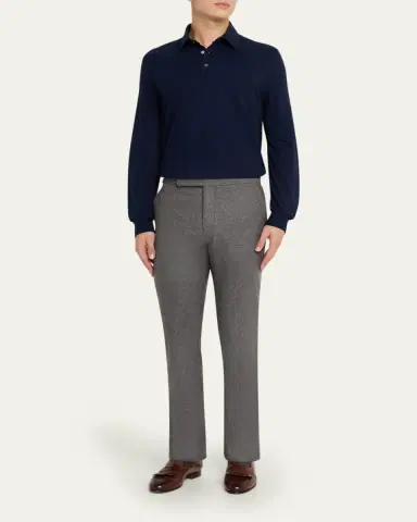 Ralph Lauren Purple Label Men's Cotton-Cashmere Piqué Polo Shirt | Thumbnail 2 Ralph Lauren Purple Label Men's Cotton-Cashmere Piqué Polo Shirt | Thumbnail 2