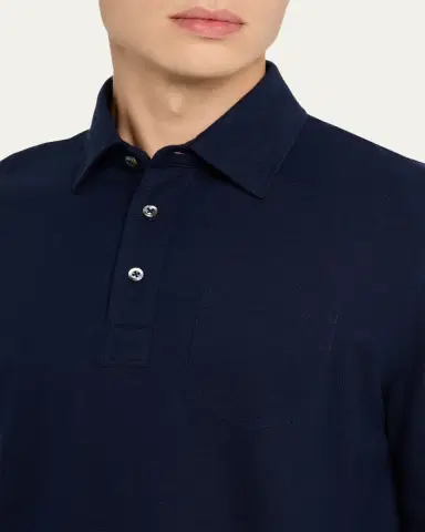 Ralph Lauren Purple Label Men's Cotton-Cashmere Piqué Polo Shirt | Thumbnail 5 Ralph Lauren Purple Label Men's Cotton-Cashmere Piqué Polo Shirt | Thumbnail 5