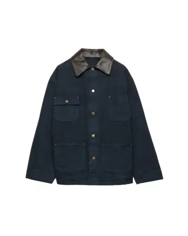 Prada Leather-Collar Canvas Utility Jacket | Thumbnail 1