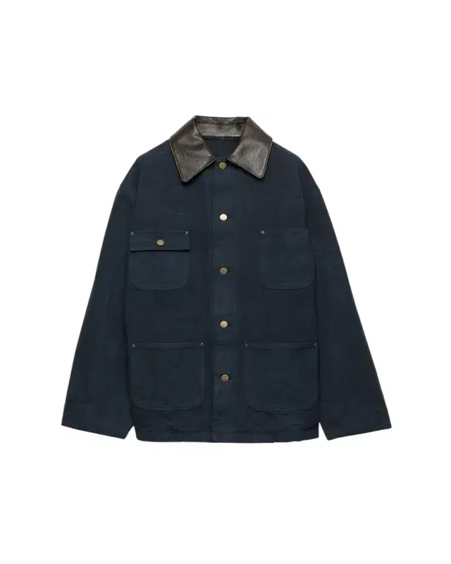 Prada Leather-Collar Canvas Utility Jacket