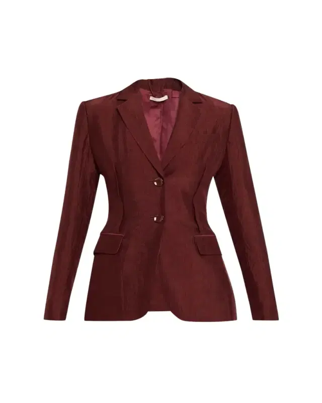 Crinkled Satin Single-Breasted Jacket