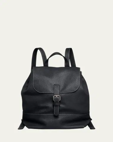 Giorgio Armani Men's Pebble Leather Flap-Top Backpack | Thumbnail 3 Giorgio Armani Men's Pebble Leather Flap-Top Backpack | Thumbnail 3