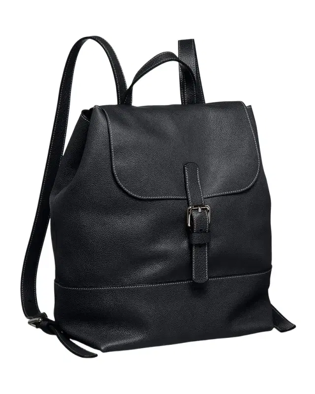 Men's Pebble Leather Flap-Top Backpack