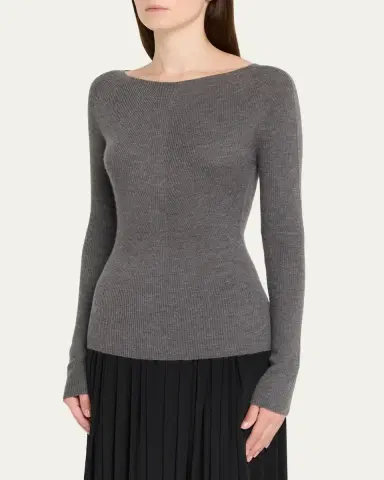 Altuzarra Lee Boat-Neck Long-Sleeve Cashmere Sweater | Thumbnail 3 Altuzarra Lee Boat-Neck Long-Sleeve Cashmere Sweater | Thumbnail 3