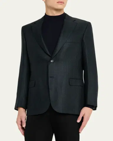 Brioni Men's Cashmere Tonal Plaid Single-Breasted Sport Coat | Thumbnail 4