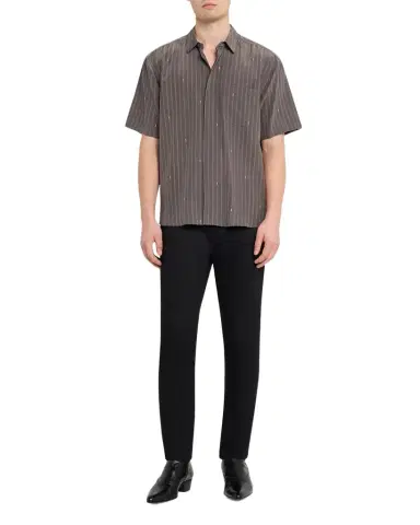 Saint Laurent Men's Cassandre Short-Sleeved Button-Front Shirt | Thumbnail 1
