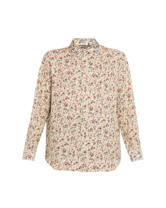 Thea Floral-Print Silk Button-Down Shirt