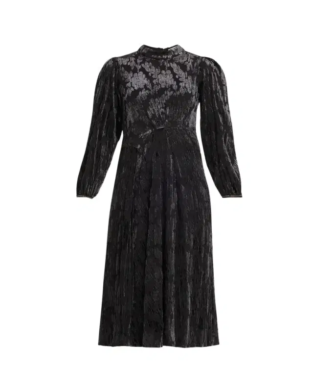 Regine Long-Sleeve Burnout Midi Dress