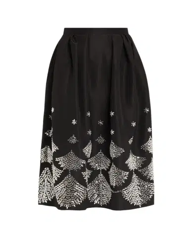 Oscar de la Renta Fern Embroidered Midi Party Skirt | Thumbnail 1 Oscar de la Renta Fern Embroidered Midi Party Skirt | Thumbnail 1