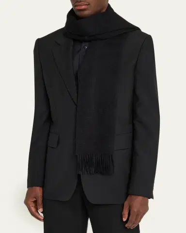ZEGNA Men's Oasi Cashmere Leather-Label Scarf | Thumbnail 3