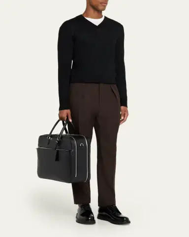 Valextra Men's Avietta Millepunte Calfskin Travel Suitcase | Thumbnail 5