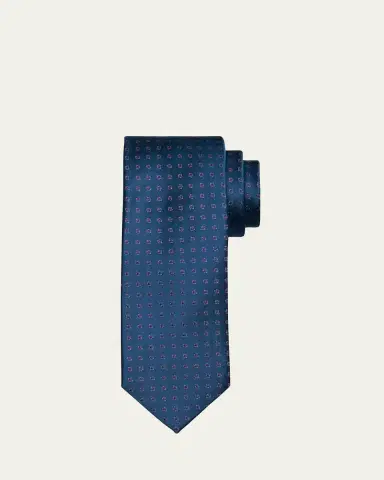 Charvet Men's Micro-Geometric Jacquard Silk Tie | Thumbnail 2