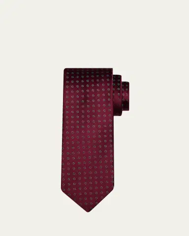 Charvet Men's Micro-Geometric Jacquard Silk Tie | Thumbnail 3