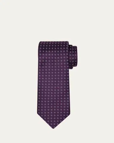 Charvet Men's Micro-Geometric Jacquard Silk Tie | Thumbnail 4