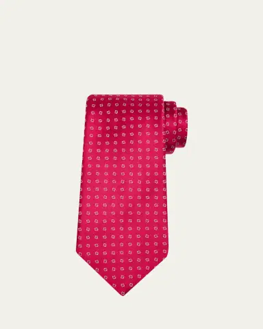 Charvet Men's Micro-Geometric Jacquard Silk Tie | Thumbnail 5