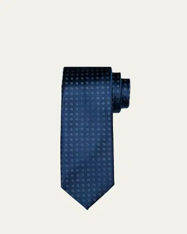 Charvet Men's Micro-Geometric Jacquard Silk Tie | Thumbnail 8