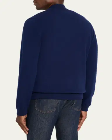 Bergdorf Goodman Men's Wool Full-Zip Baseball-Collar Sweater | Thumbnail 3 Bergdorf Goodman Men's Wool Full-Zip Baseball-Collar Sweater | Thumbnail 3